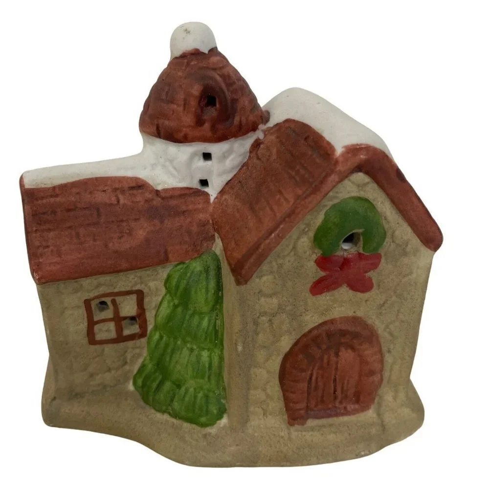Miniature Christmas‎ Holiday House Castle Ceramic Primitive